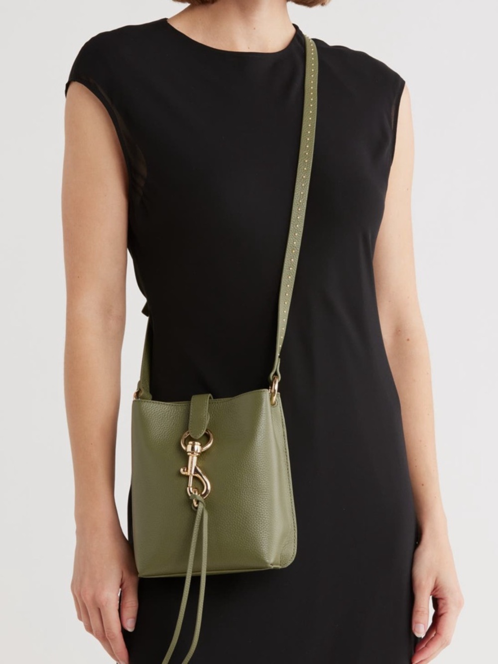 Rebecca Minkoff Megan Mini Studded Leather Crossbody Bag Green